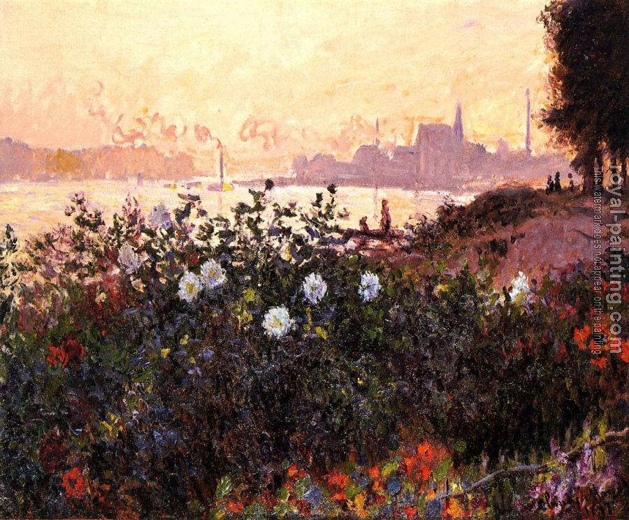 Claude Oscar Monet : Argenteuil, Flowers by the Riverbank